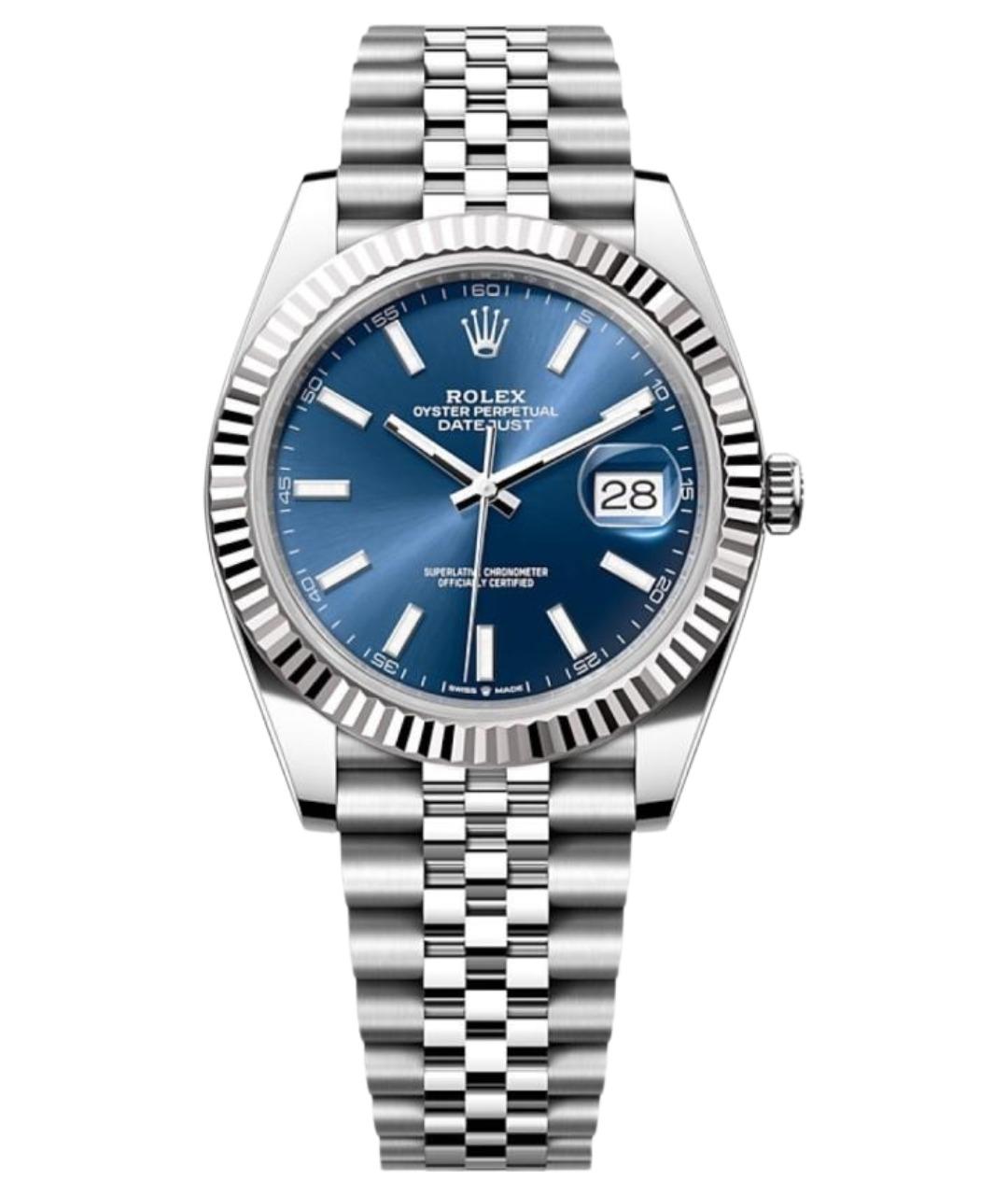 ROLEX Синие стальные часы, фото 1