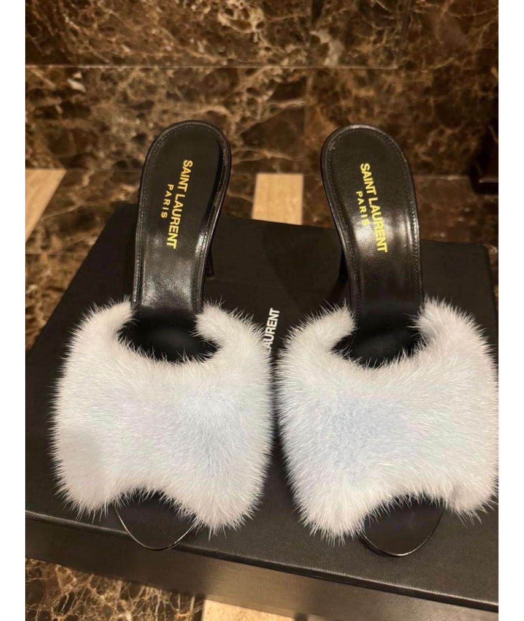 SAINT LAURENT Голубые мюли, фото 6