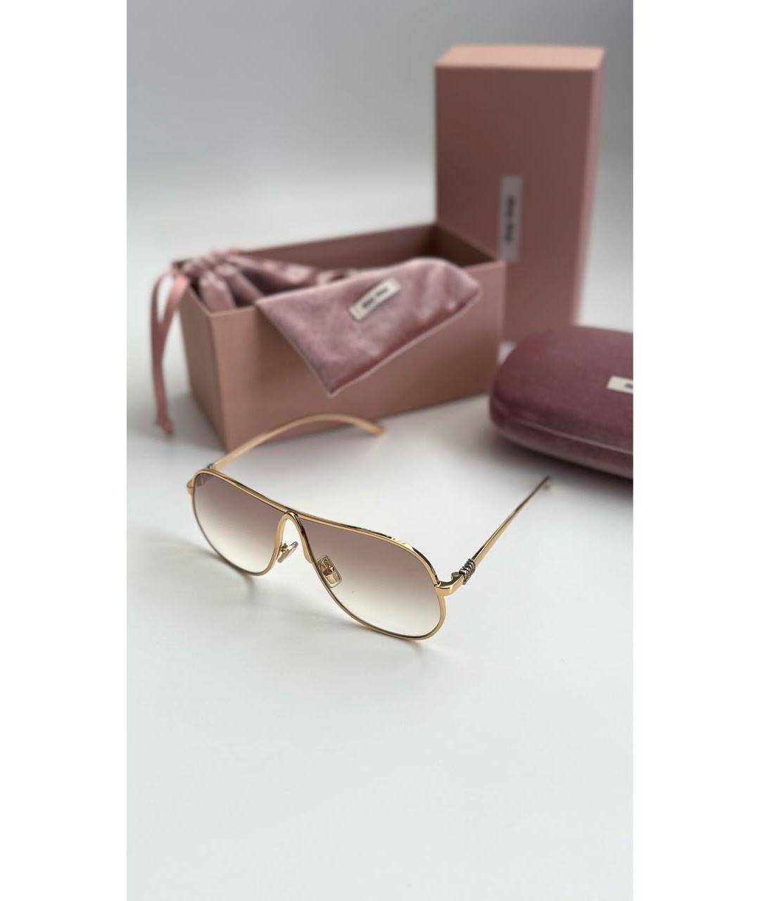 MIU MIU Бежевые металлические солнцезащитные очки, фото 2