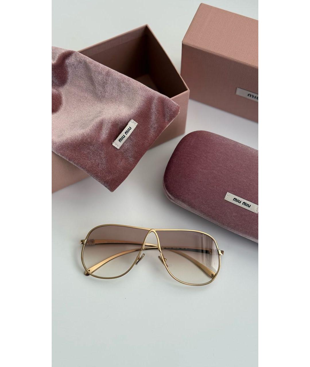 MIU MIU Бежевые металлические солнцезащитные очки, фото 5
