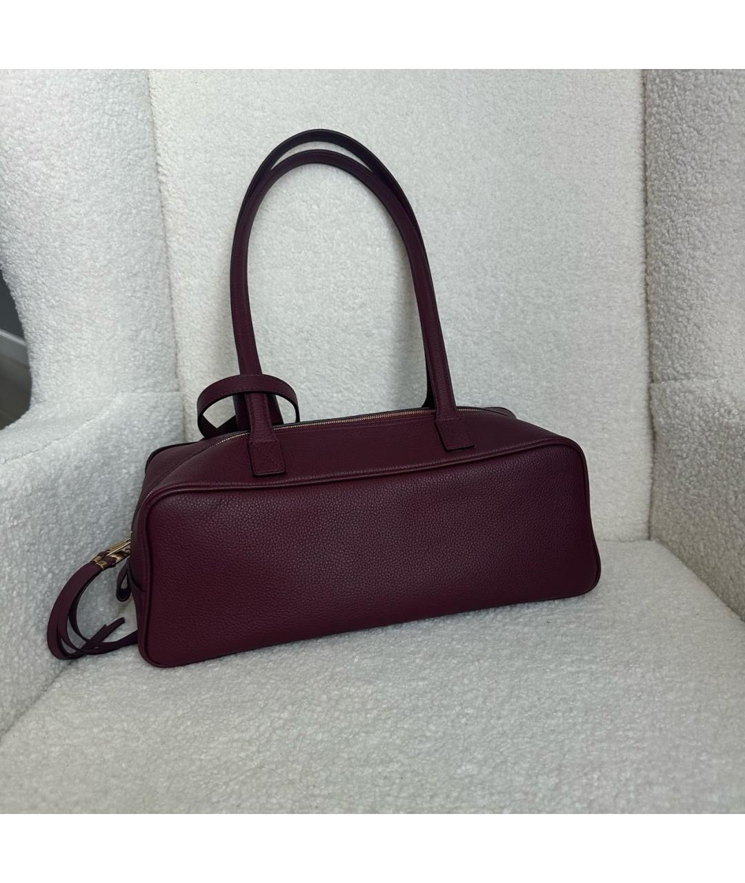BALENCIAGA Бордовая кожаная сумка с короткими ручками, фото 2