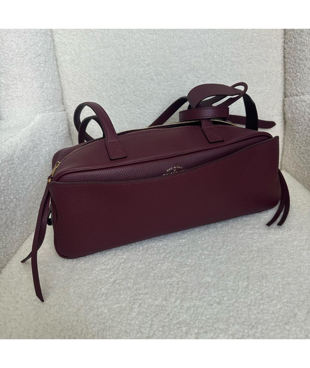 BALENCIAGA Бордовая кожаная сумка с короткими ручками, фото 3