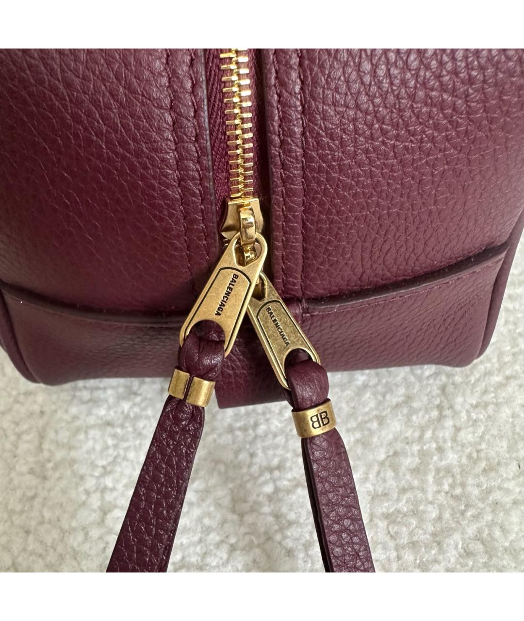 BALENCIAGA Бордовая кожаная сумка с короткими ручками, фото 5