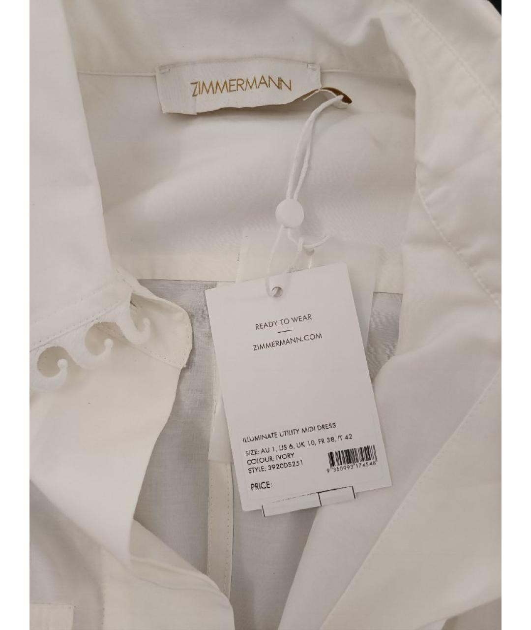 ZIMMERMANN Белое хлопковое повседневное платье, фото 3
