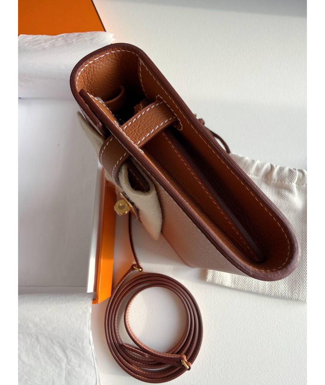 HERMES Коричневая кожаная сумка через плечо, фото 4