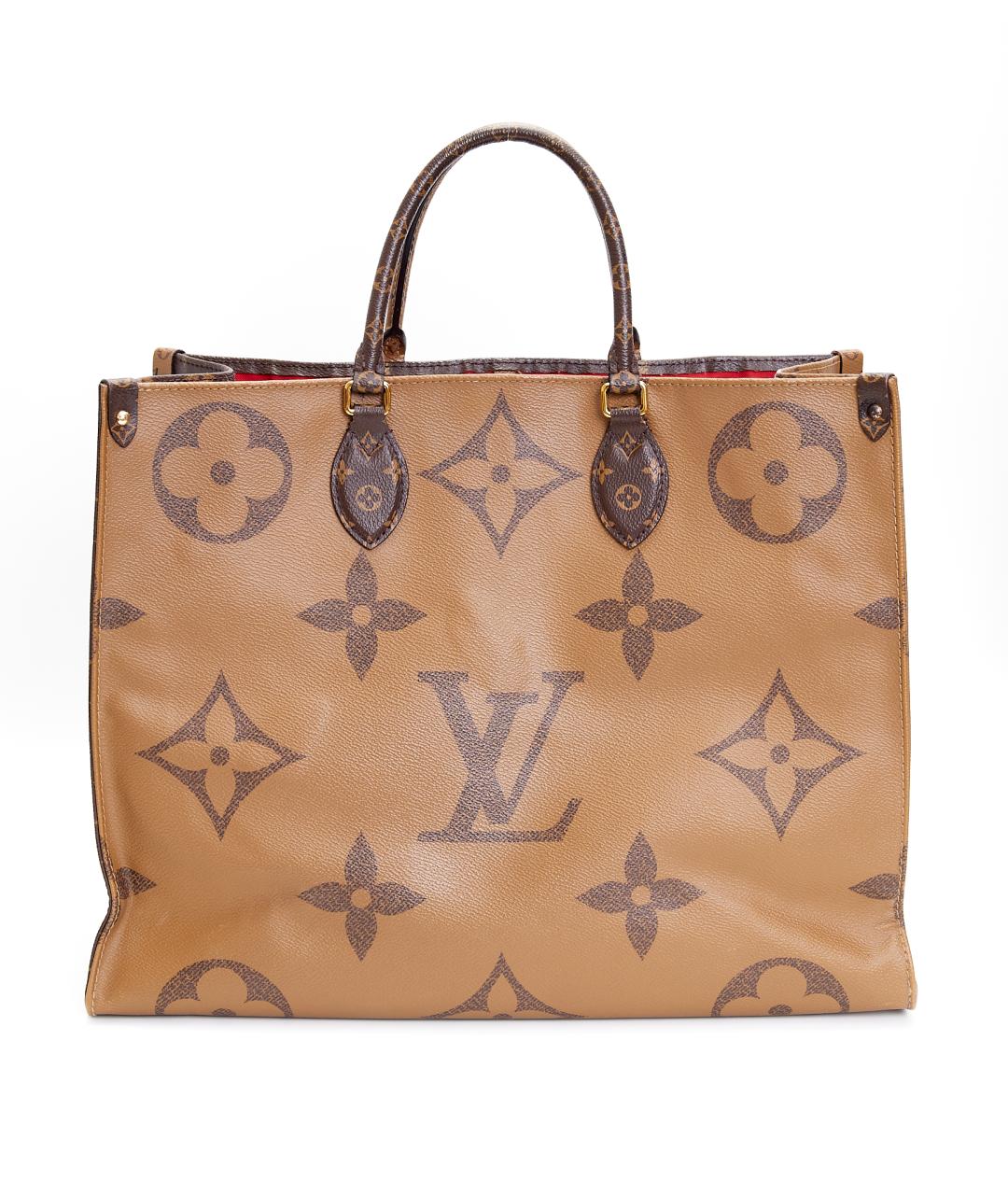 LOUIS VUITTON Коричневая кожаная сумка тоут, фото 3