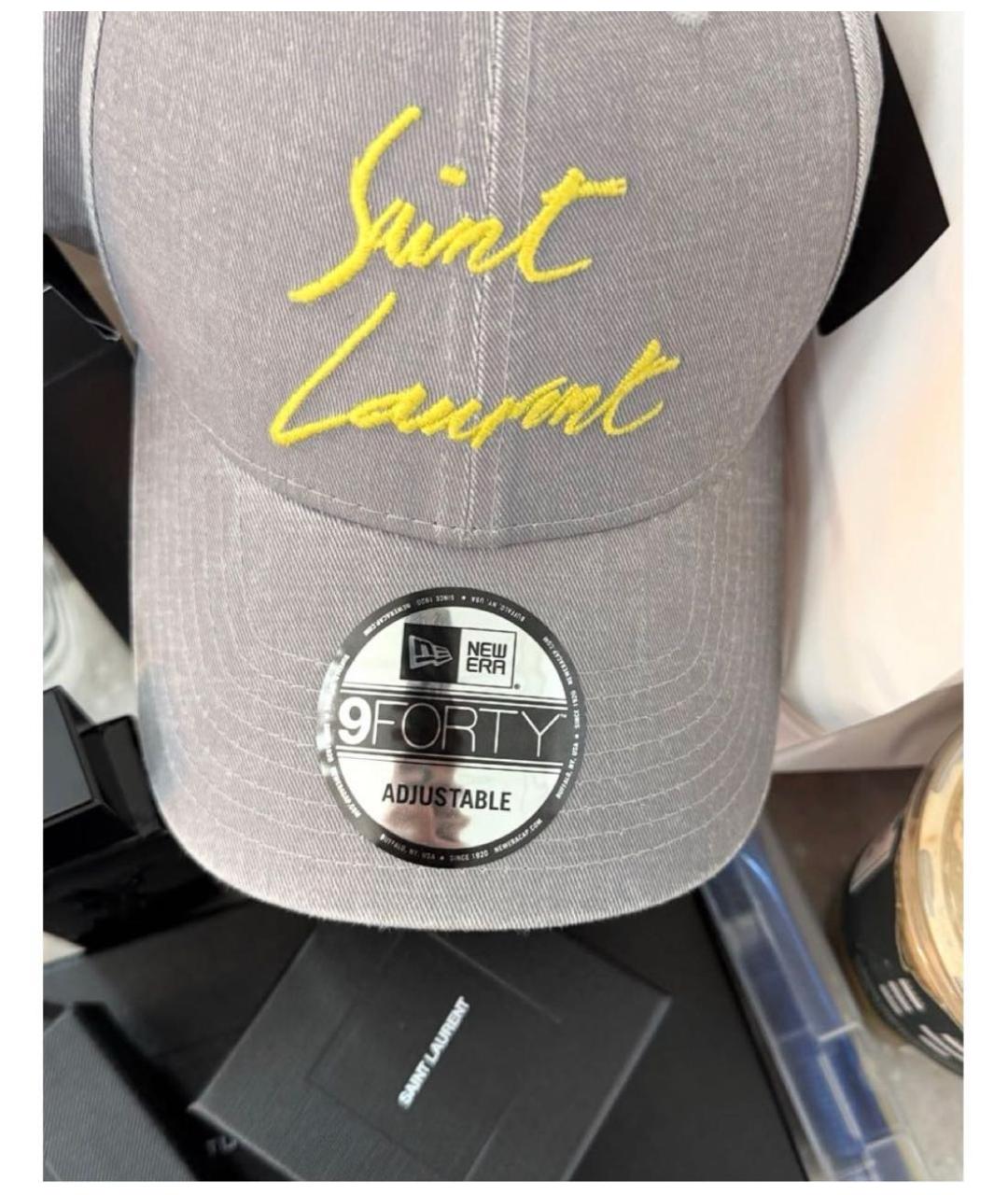 SAINT LAURENT Серая хлопковая кепка/бейсболка, фото 3