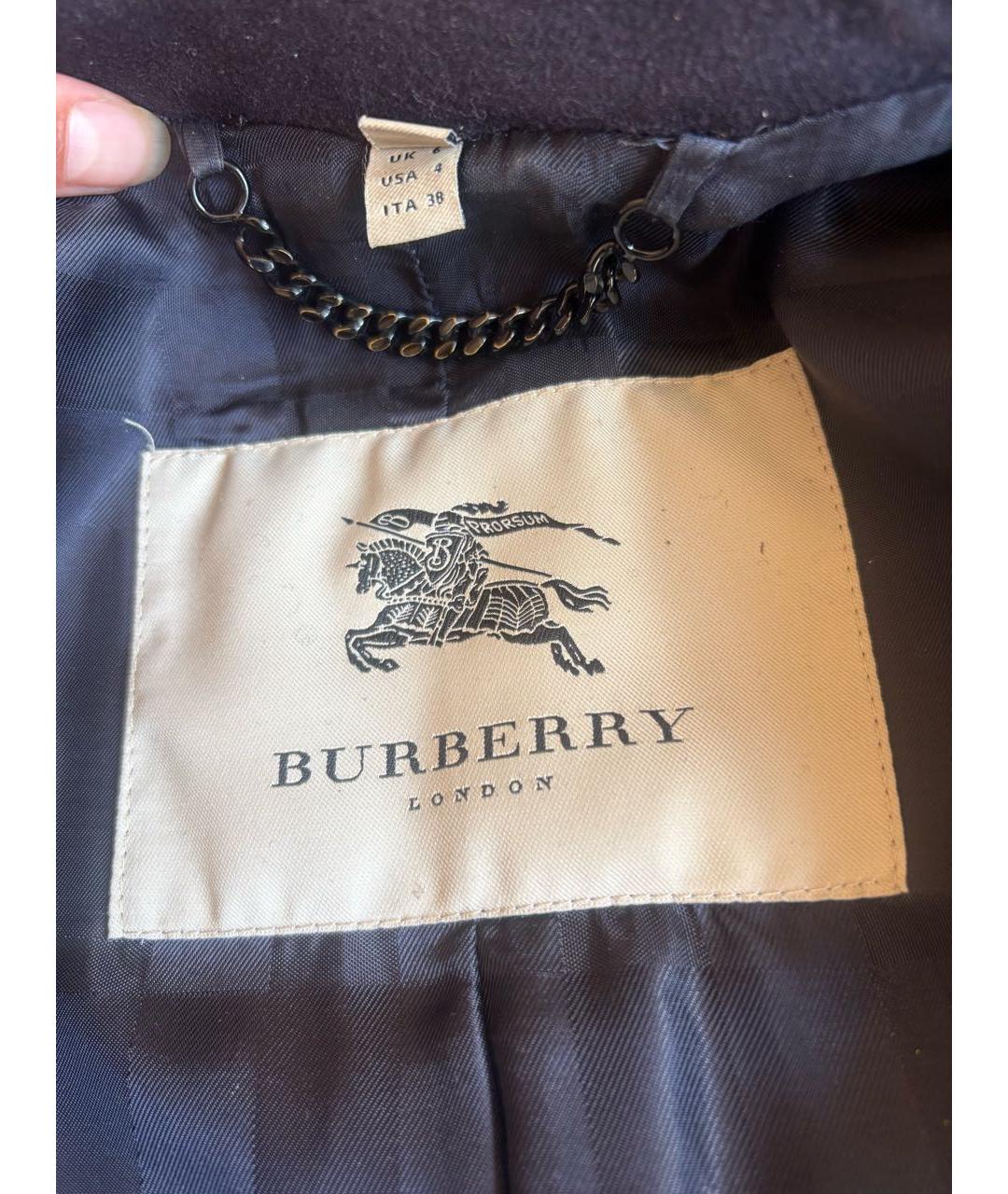 BURBERRY Темно-синее шерстяное пальто, фото 6