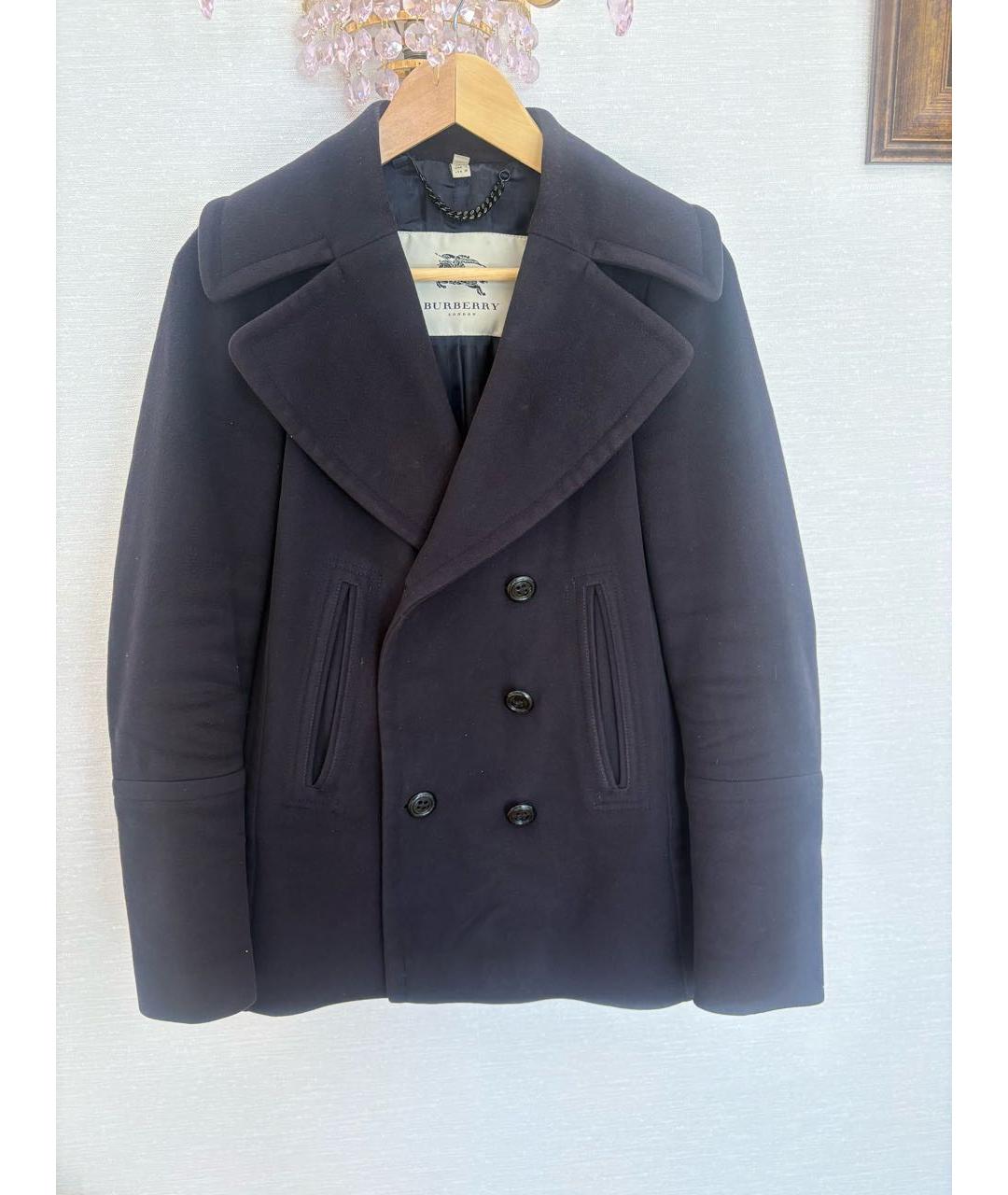 BURBERRY Темно-синее шерстяное пальто, фото 9