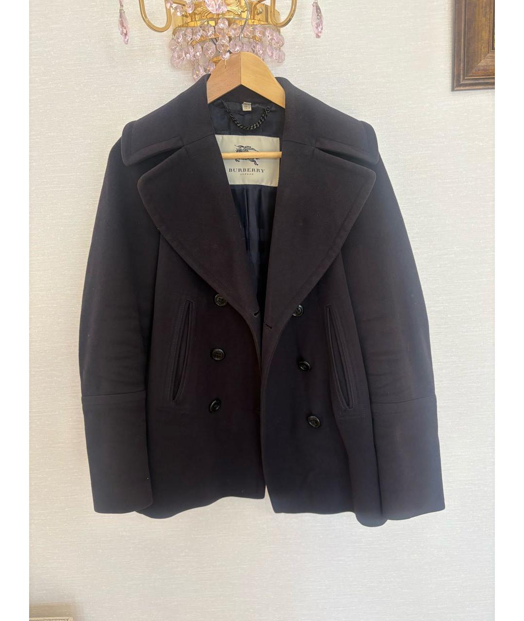 BURBERRY Темно-синее шерстяное пальто, фото 3