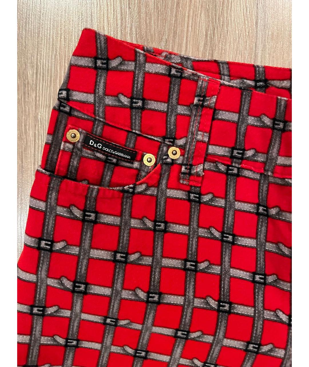 DOLCE&GABBANA Красные хлопковые прямые брюки, фото 2