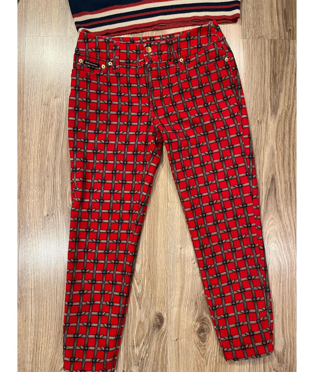 DOLCE&GABBANA Красные хлопковые прямые брюки, фото 5