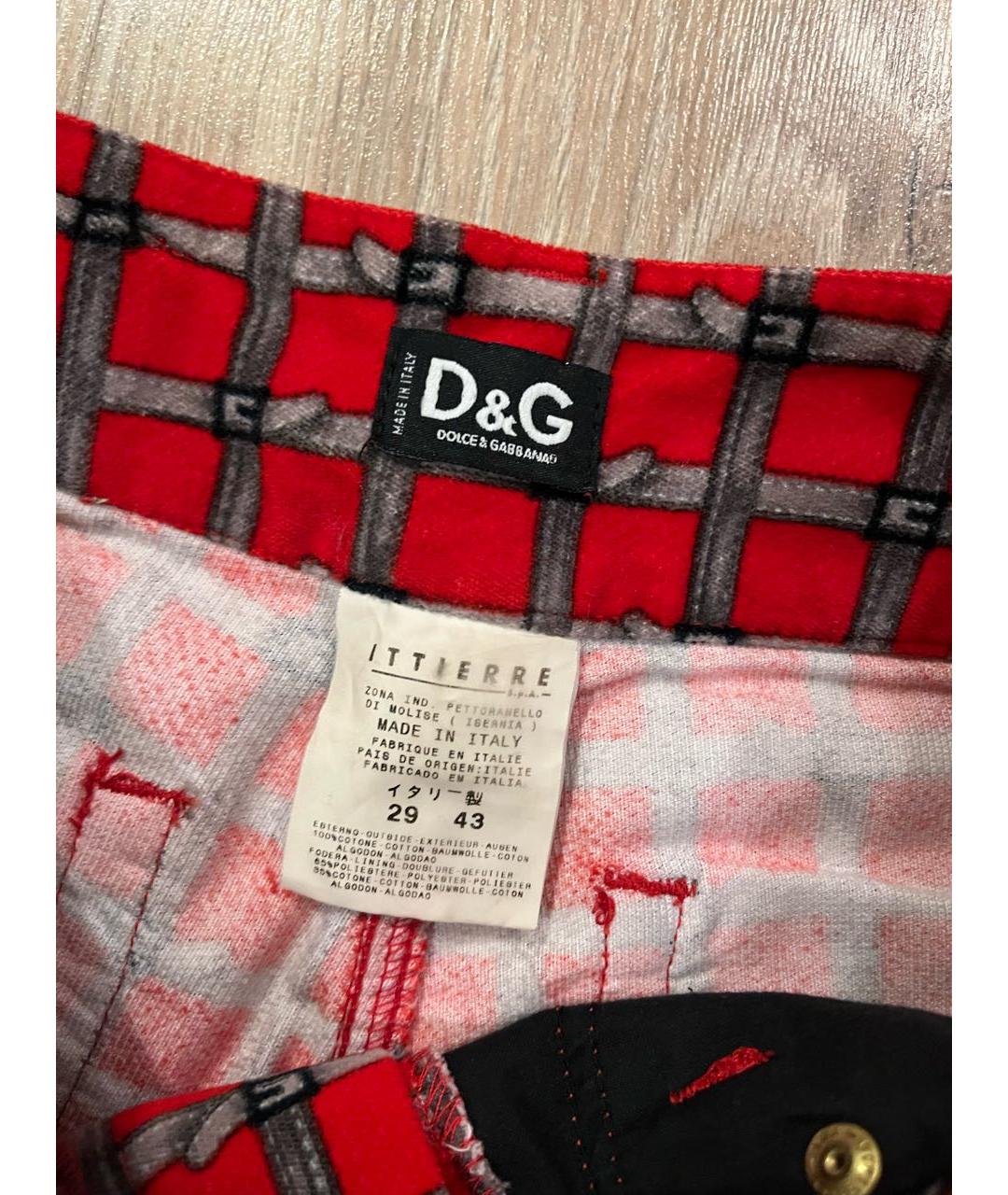 DOLCE&GABBANA Красные хлопковые прямые брюки, фото 4