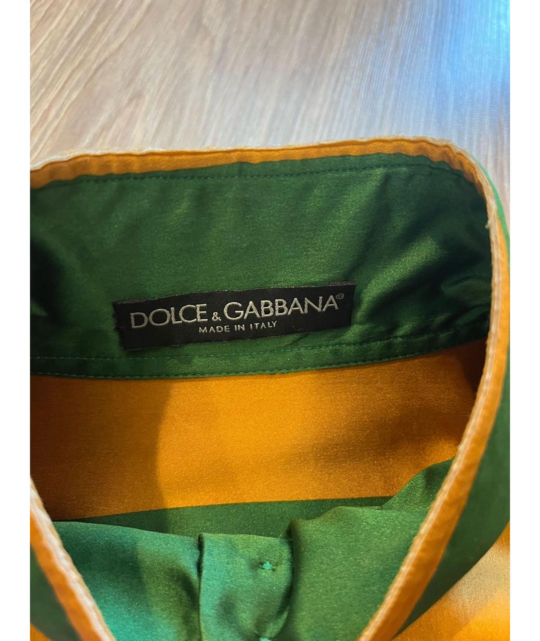 DOLCE&GABBANA Зеленая атласная рубашка, фото 2