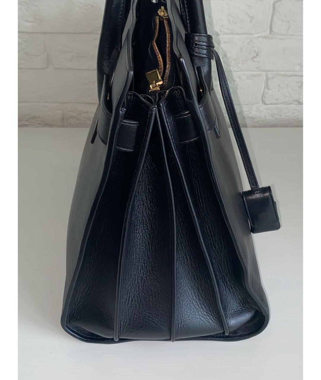 SAINT LAURENT Черная кожаная сумка с короткими ручками, фото 4