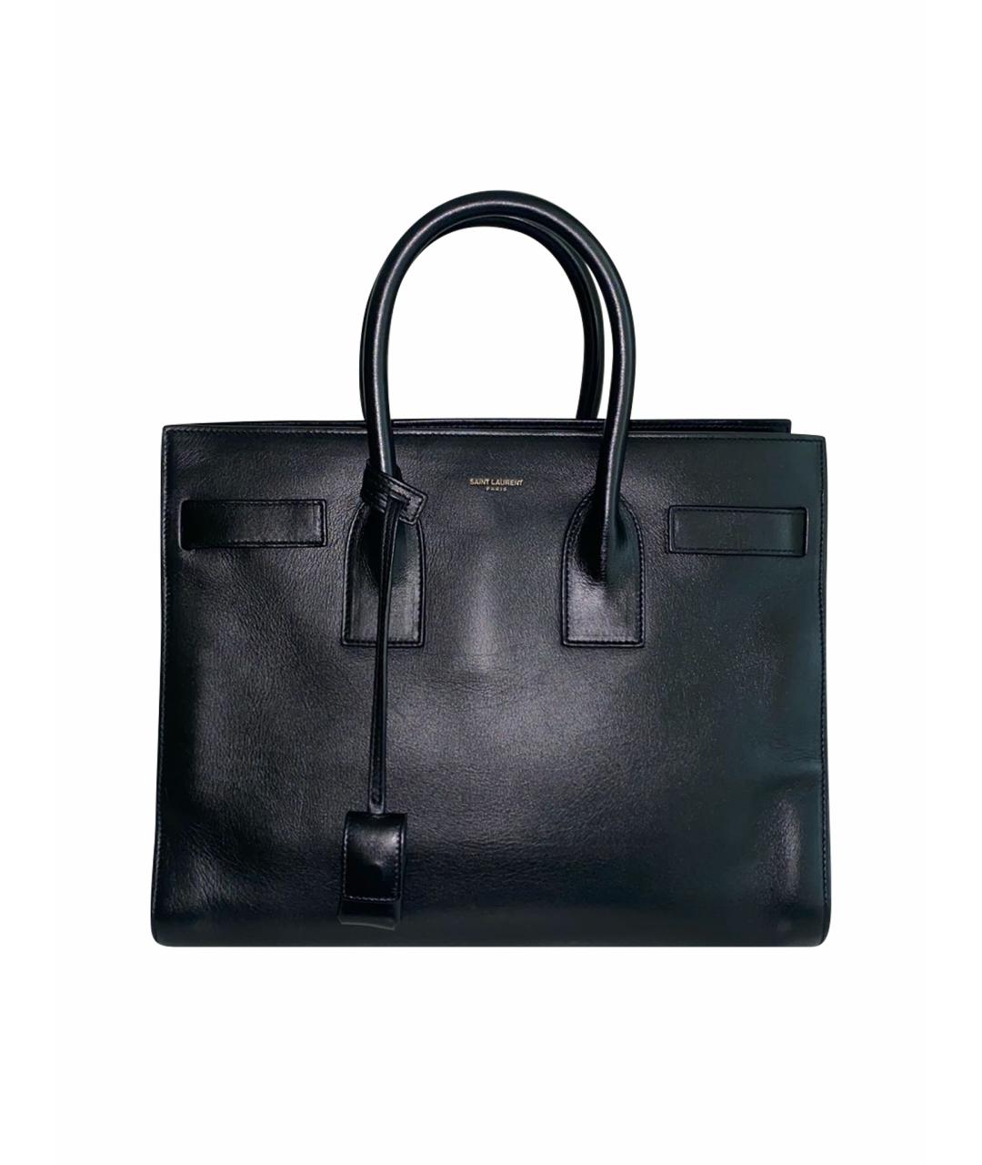 SAINT LAURENT Черная кожаная сумка с короткими ручками, фото 1