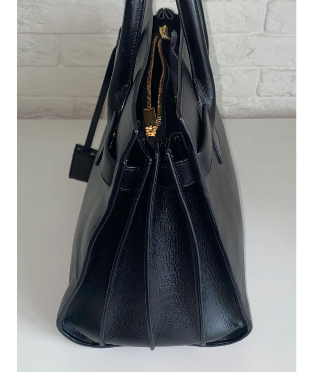 SAINT LAURENT Черная кожаная сумка с короткими ручками, фото 3