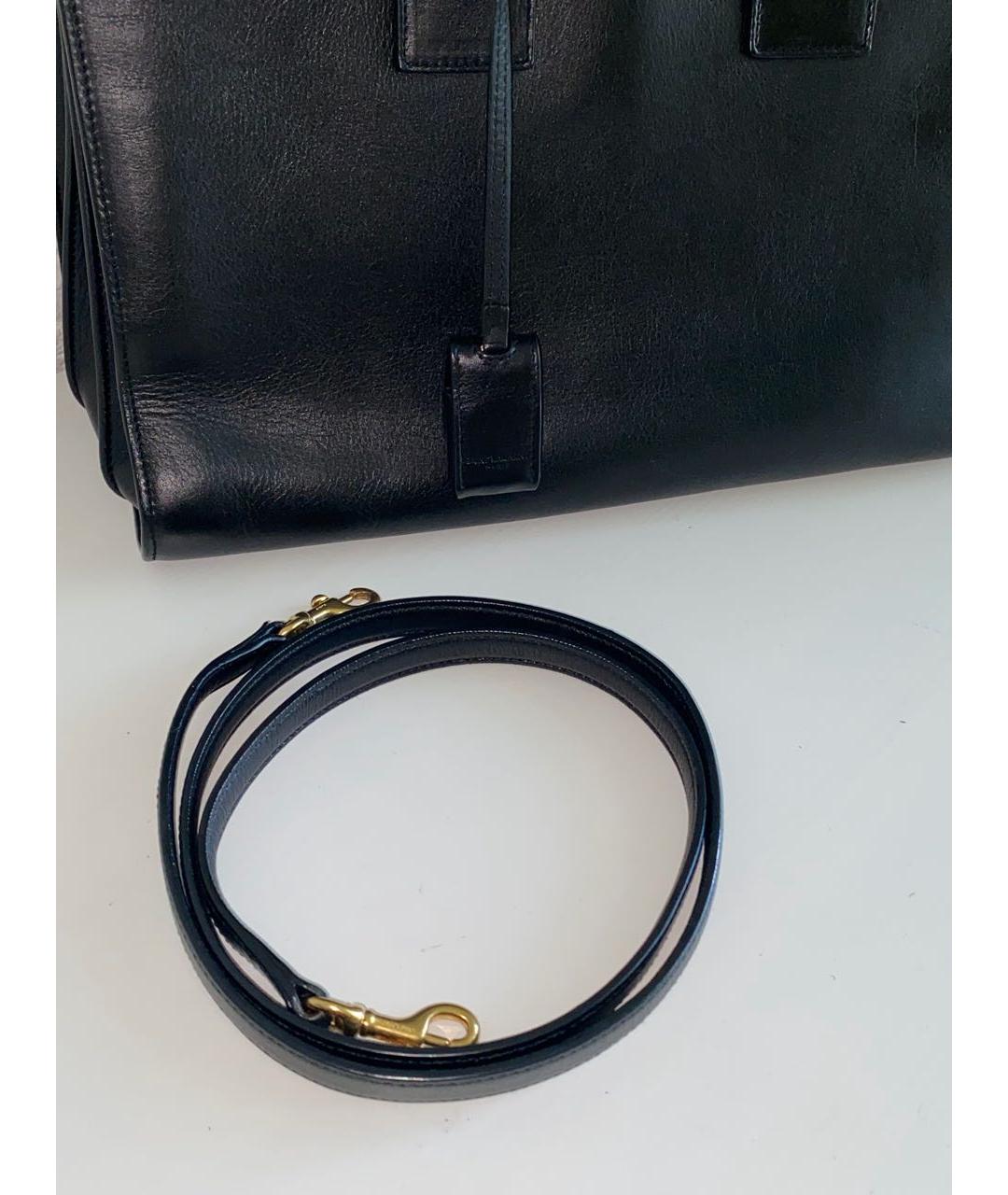 SAINT LAURENT Черная кожаная сумка с короткими ручками, фото 8