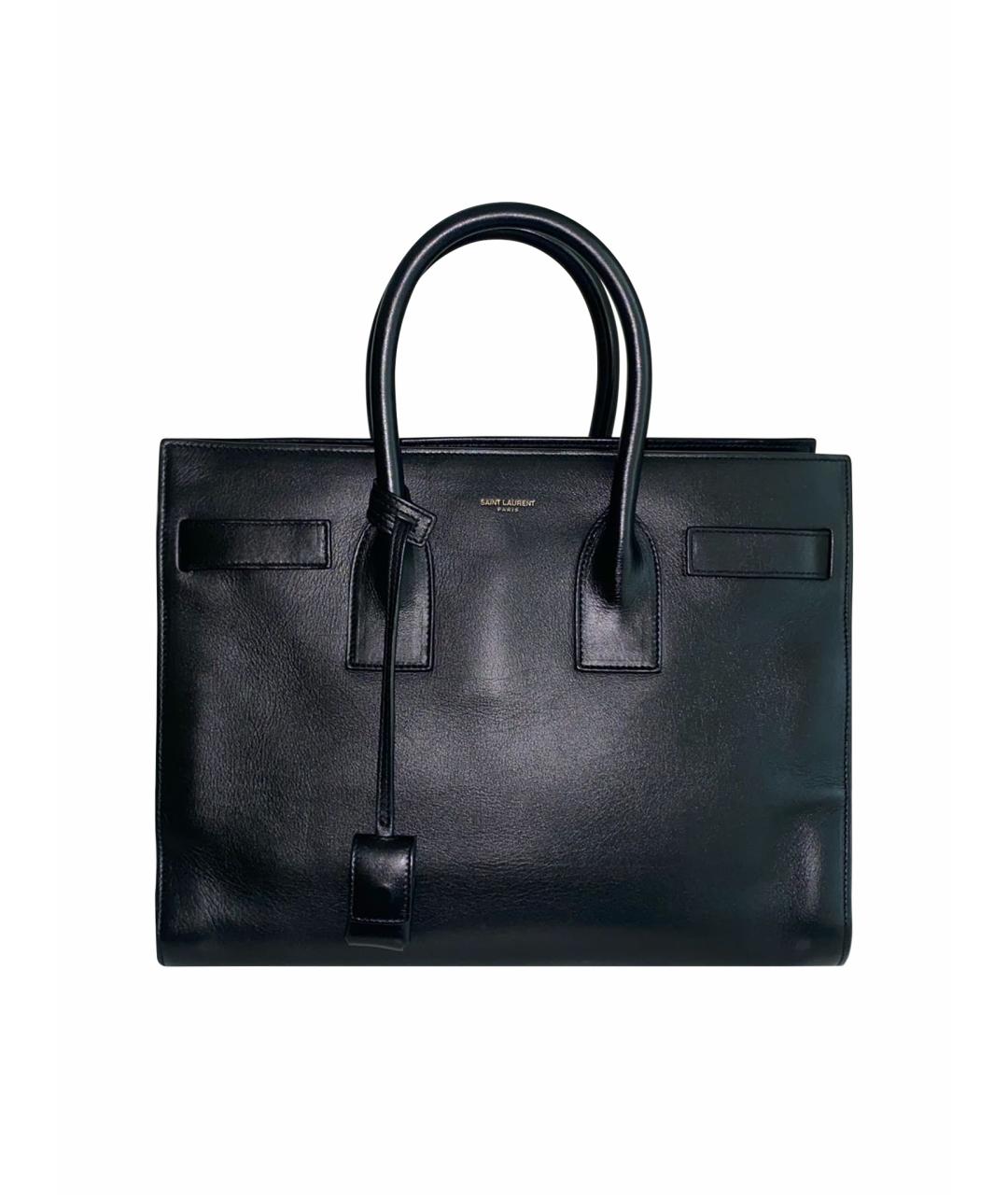 SAINT LAURENT Черная кожаная сумка с короткими ручками, фото 9