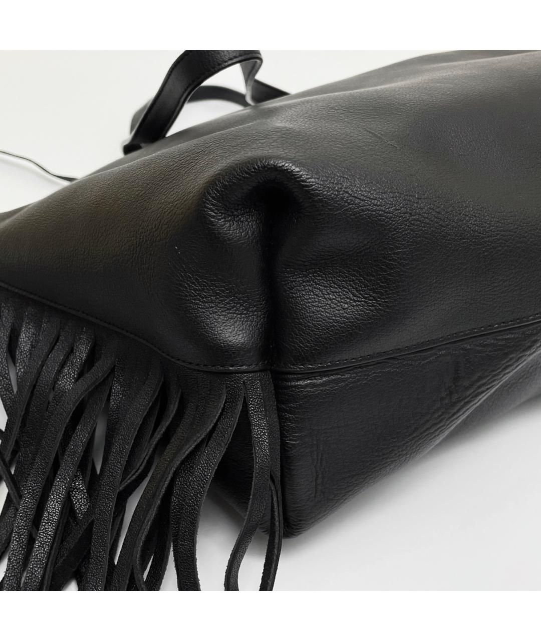 SAINT LAURENT Черная кожаная сумка тоут, фото 5