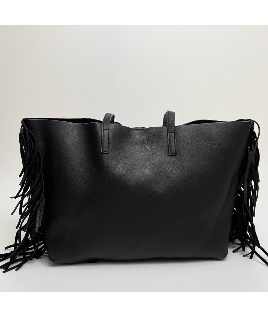 SAINT LAURENT Черная кожаная сумка тоут, фото 3
