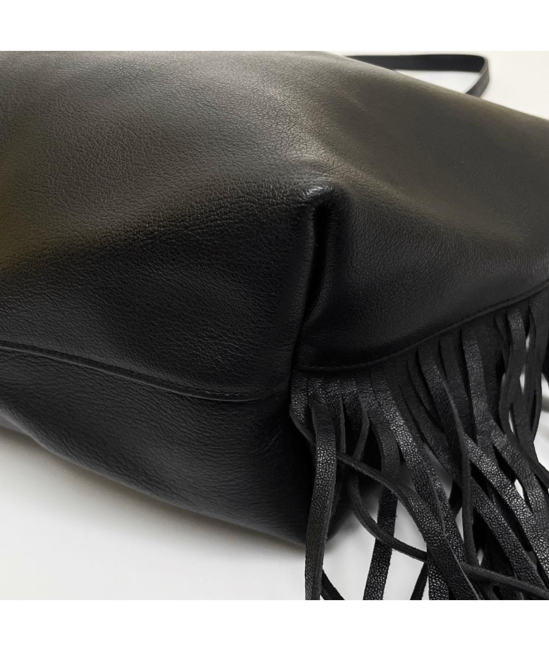 SAINT LAURENT Черная кожаная сумка тоут, фото 6
