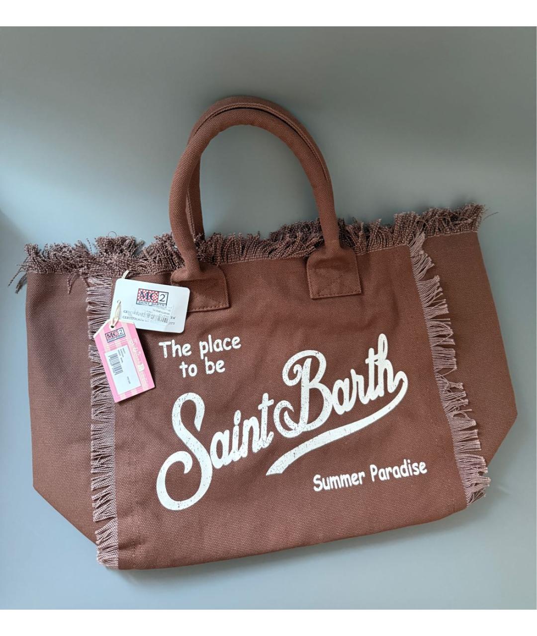 MC2 SAINT BARTH Коричневая хлопковая пляжная сумка, фото 8