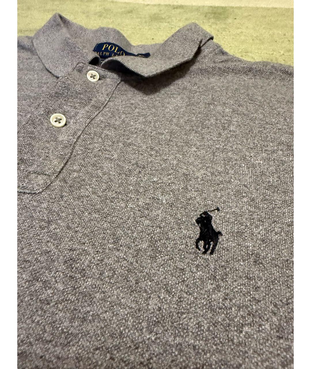 POLO RALPH LAUREN Серое хлопковое поло с коротким рукавом, фото 3