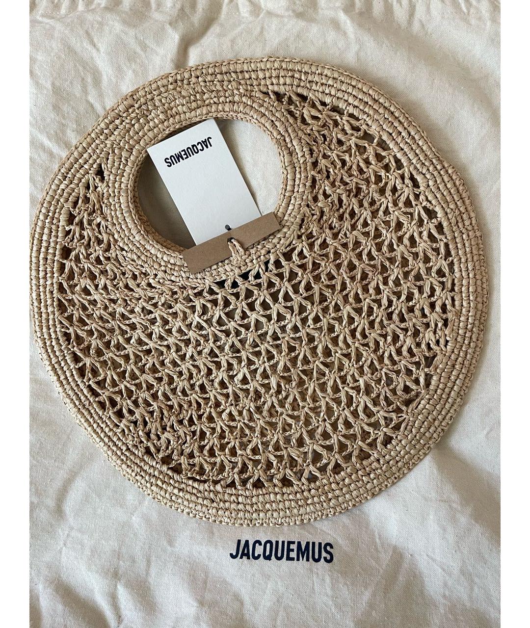 JACQUEMUS Бежевая плетеная пляжная сумка, фото 8