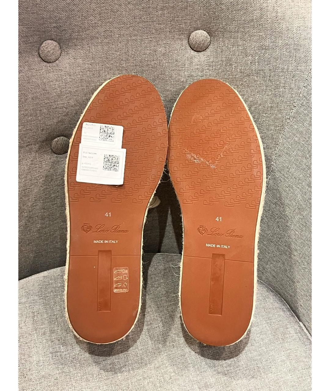 LORO PIANA Бежевые текстильные низкие кроссовки / кеды, фото 5
