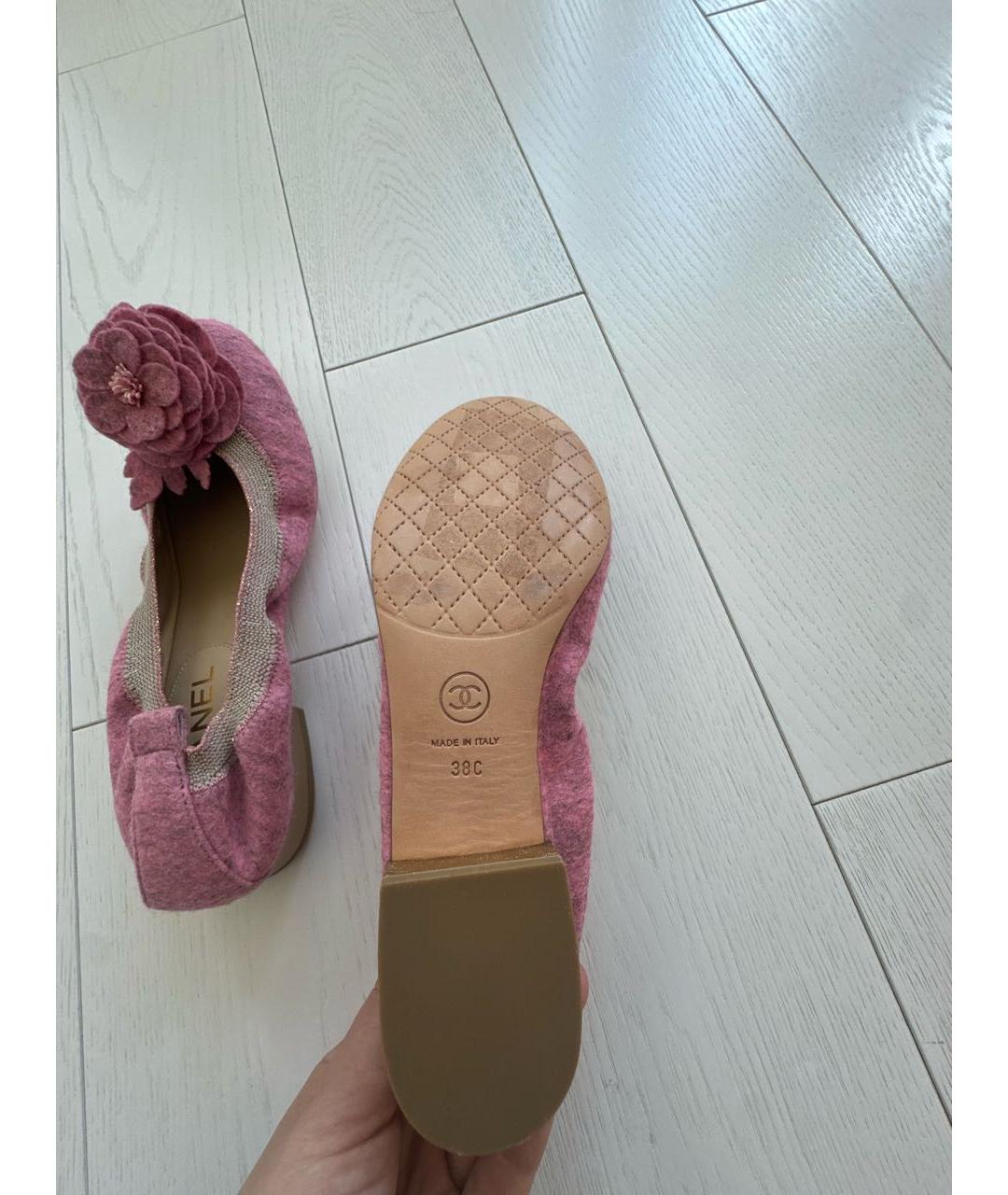 CHANEL Розовые текстильные балетки, фото 7