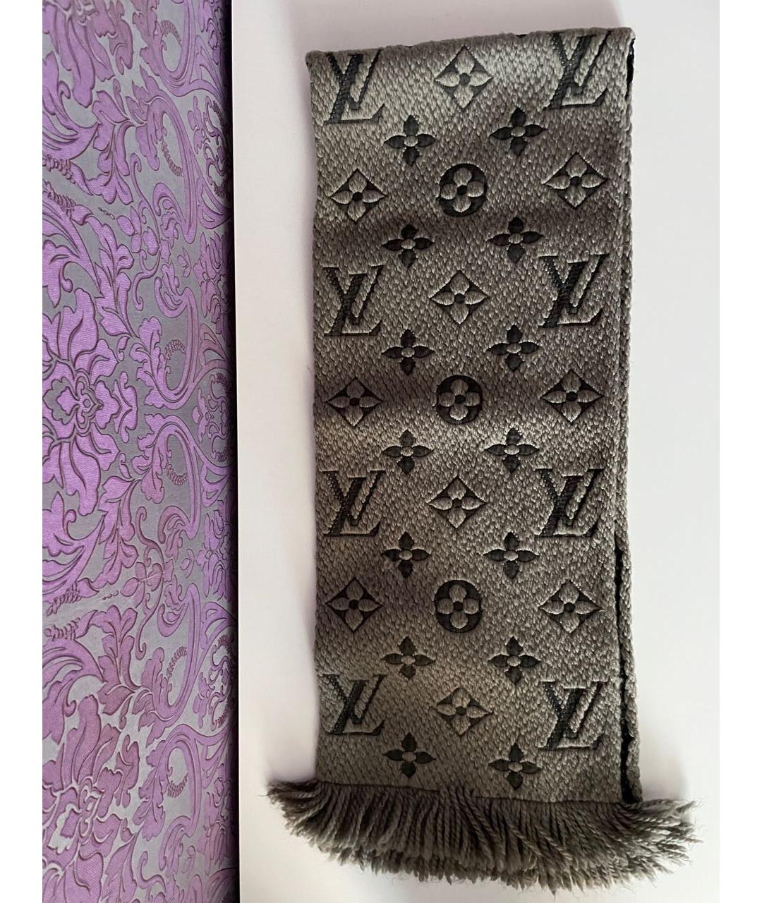 LOUIS VUITTON Серый шерстяной шарф, фото 2