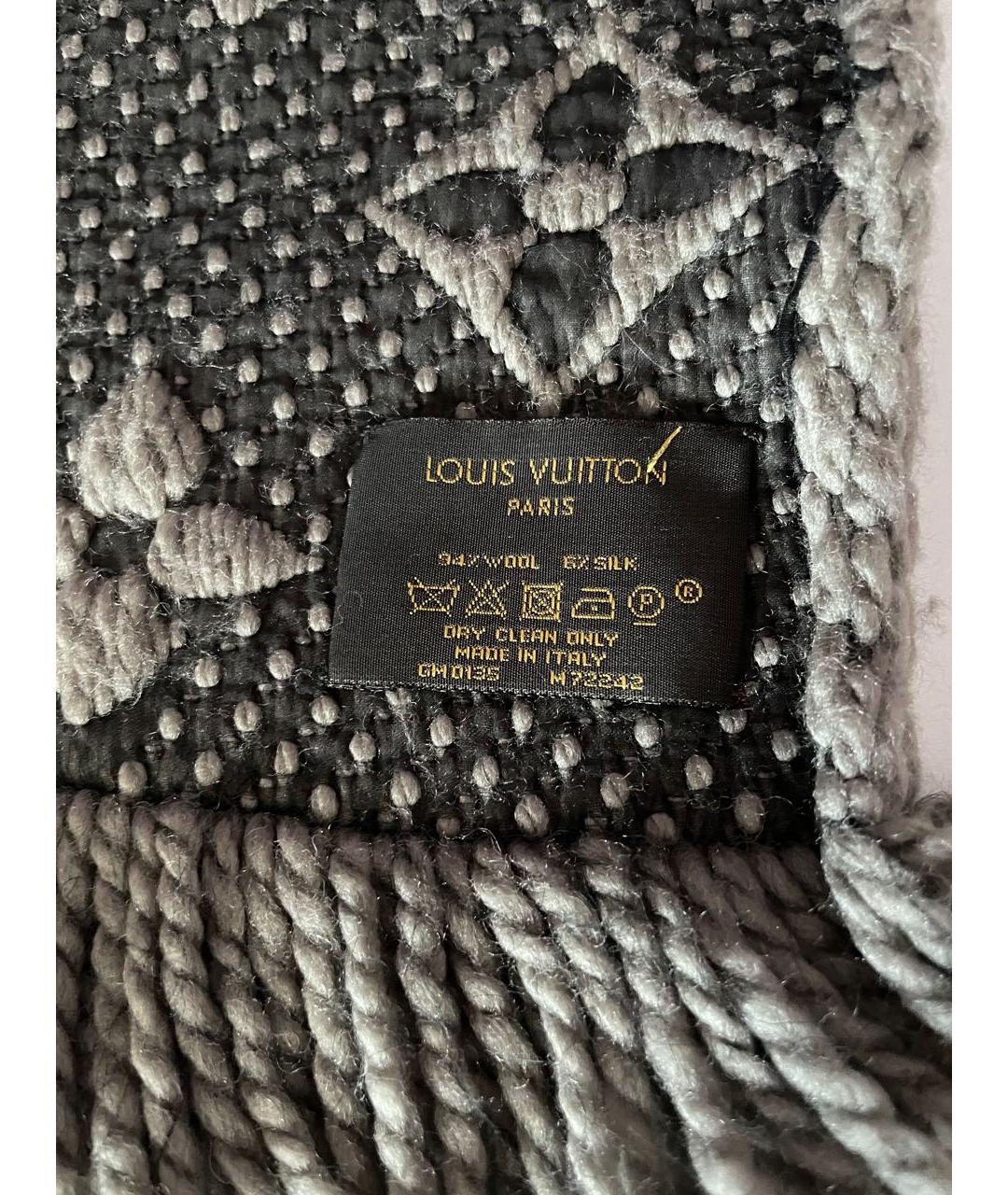 LOUIS VUITTON Серый шерстяной шарф, фото 3