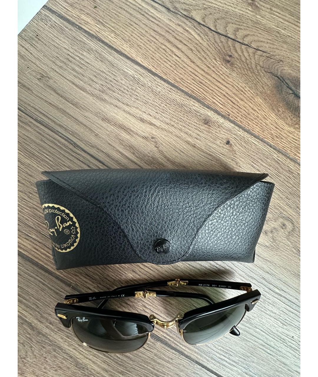 RAY BAN Черные металлические солнцезащитные очки, фото 2