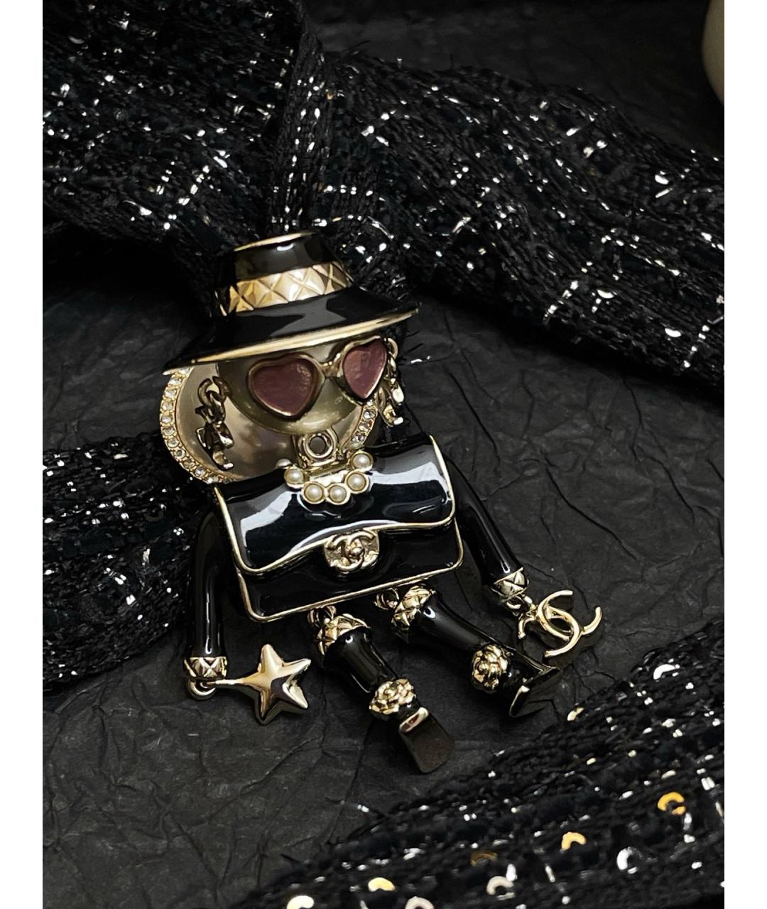 CHANEL Черная металлическая булавка / брошь, фото 3