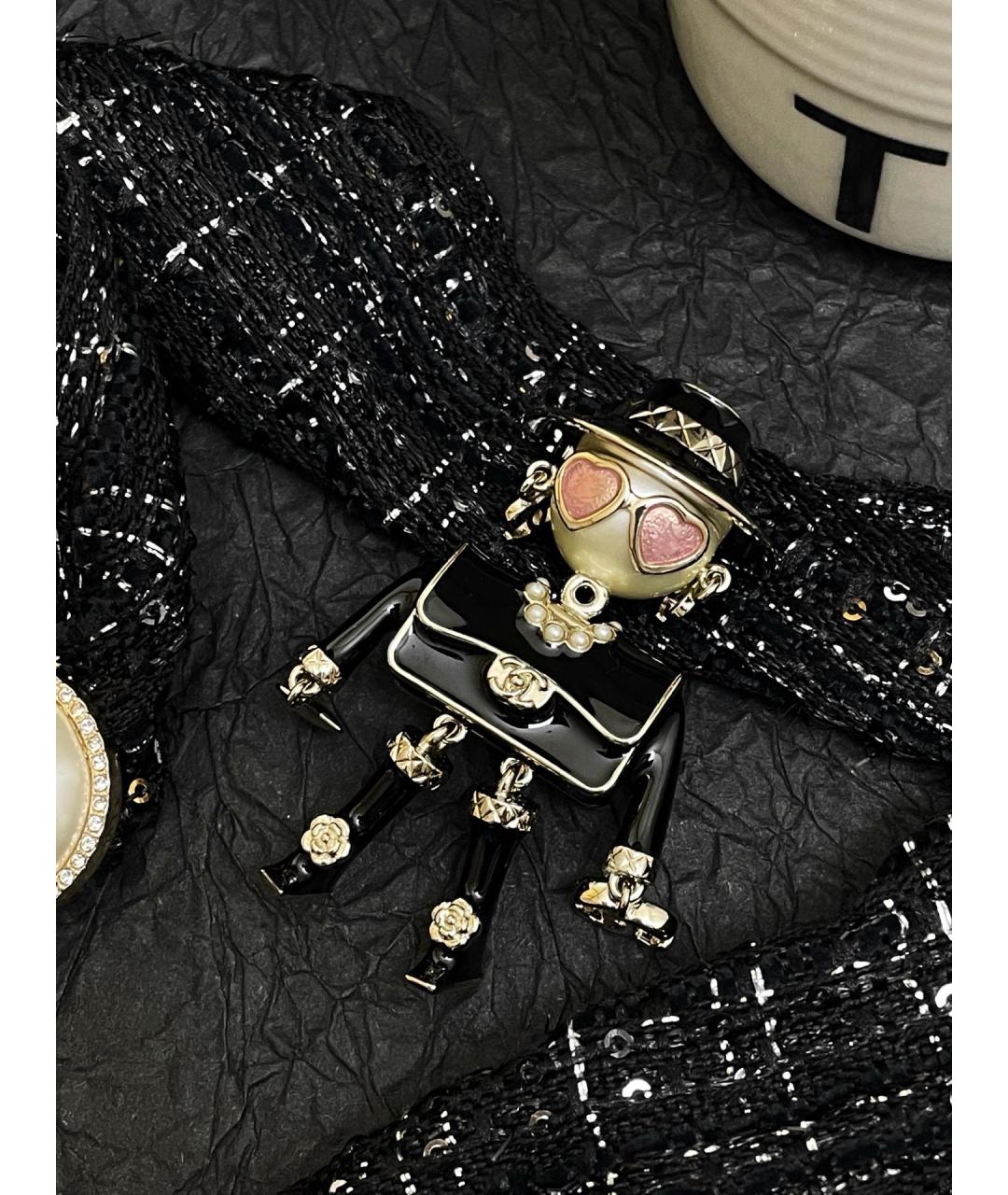 CHANEL Черная металлическая булавка / брошь, фото 5