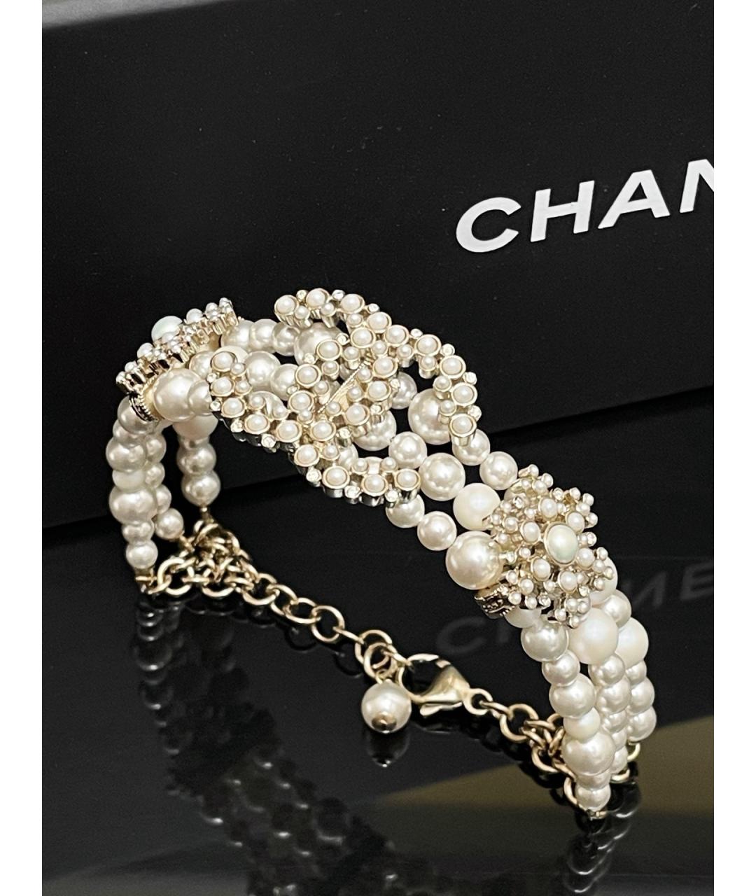 CHANEL Белый жемчужный браслет, фото 6