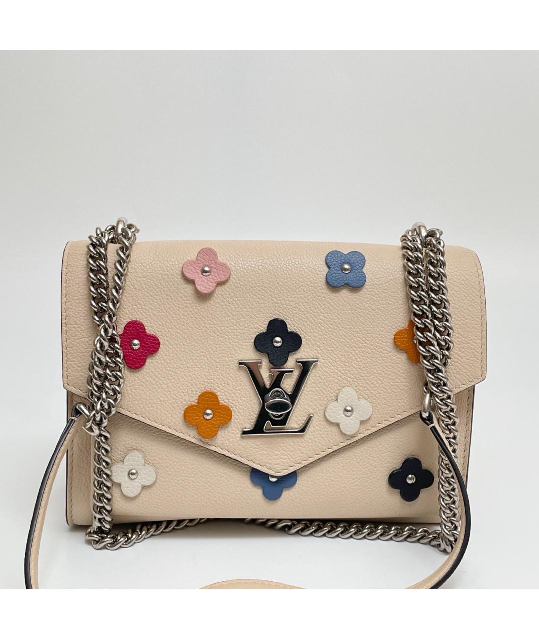 LOUIS VUITTON Бежевая кожаная сумка через плечо, фото 9