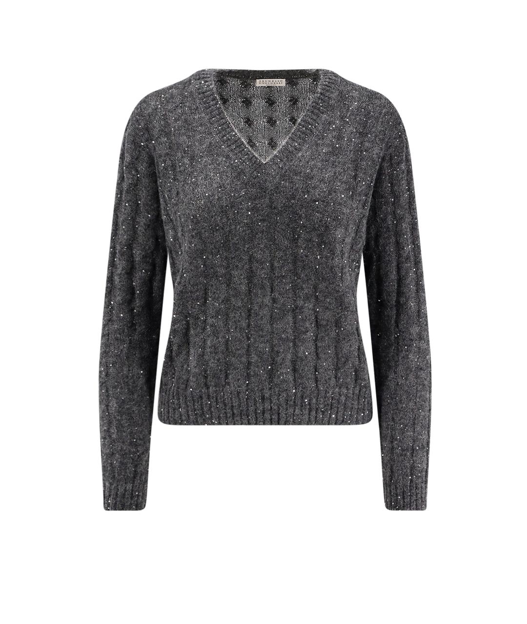 BRUNELLO CUCINELLI Антрацитовый шерстяной джемпер / свитер, фото 1