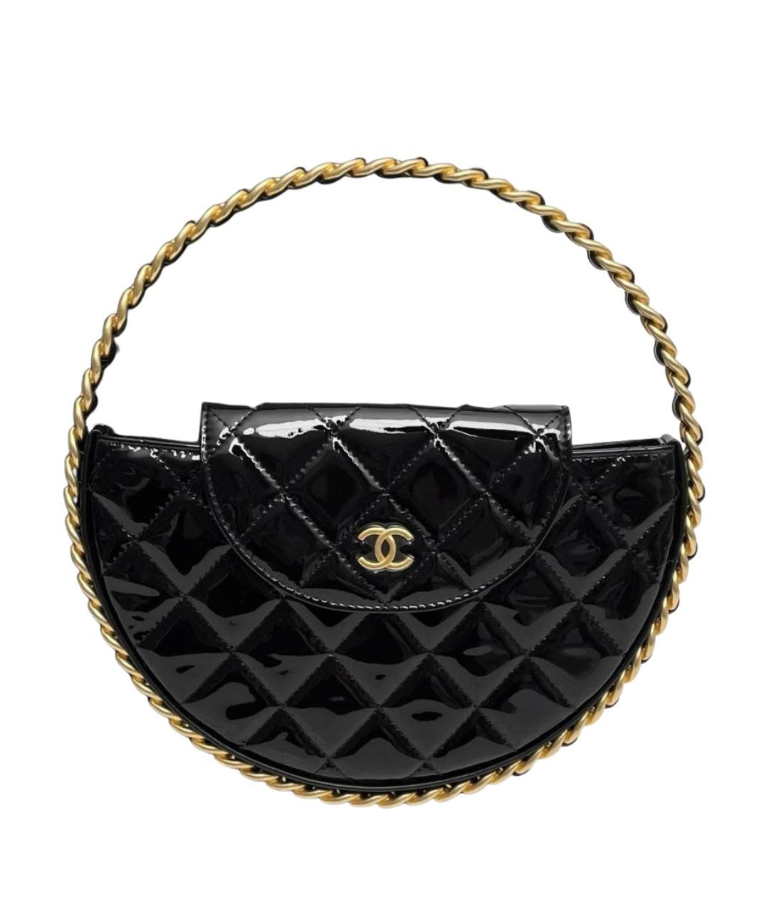 CHANEL Черная сумка с короткими ручками из лакированной кожи, фото 1