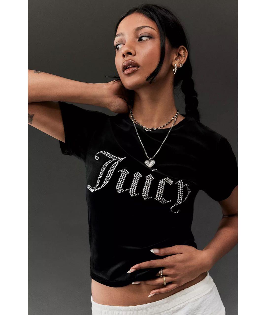 JUICY COUTURE Черная велюровая футболка, фото 4
