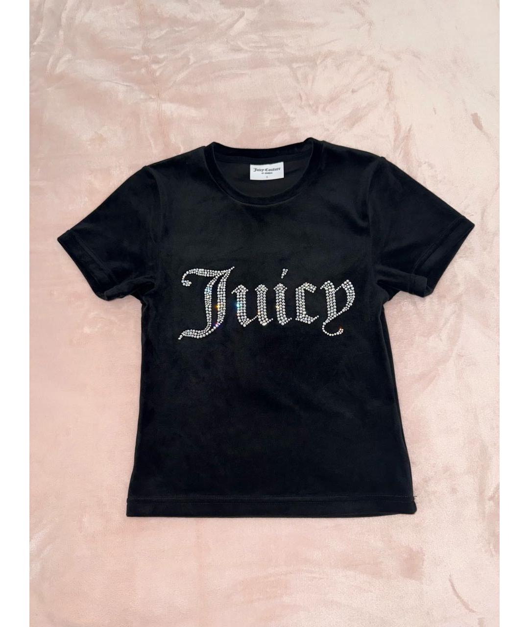 JUICY COUTURE Черная велюровая футболка, фото 7