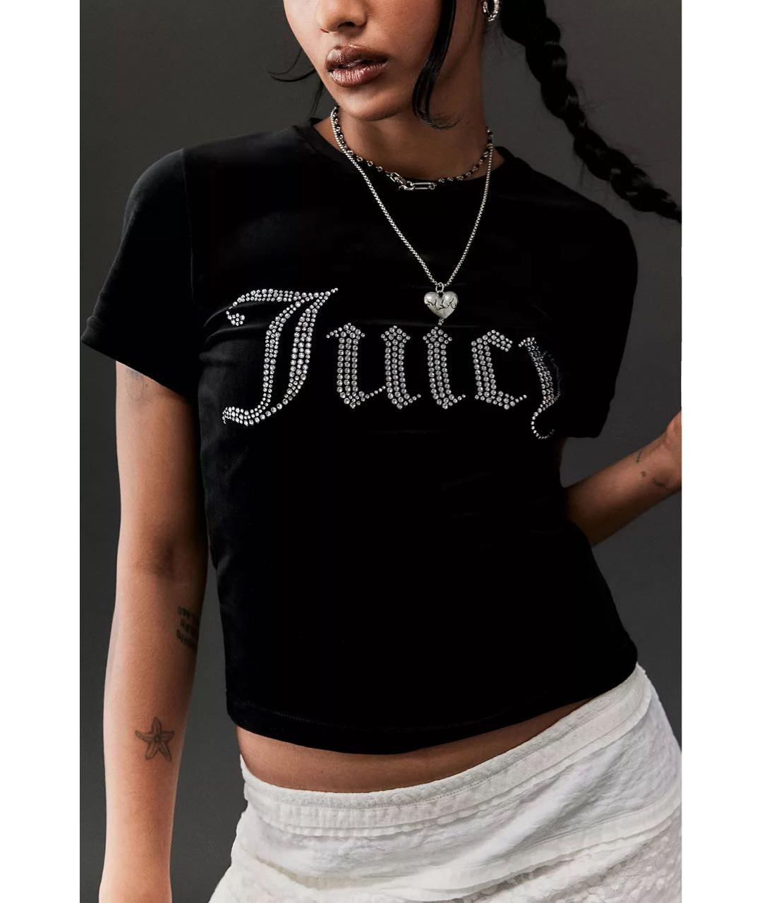 JUICY COUTURE Черная велюровая футболка, фото 5