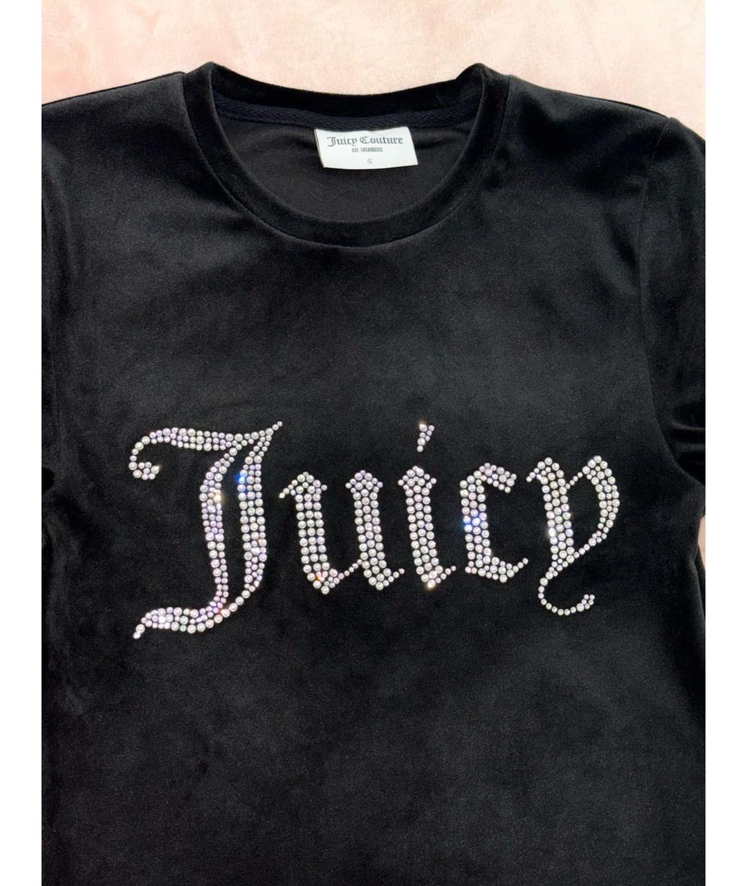 JUICY COUTURE Черная велюровая футболка, фото 2