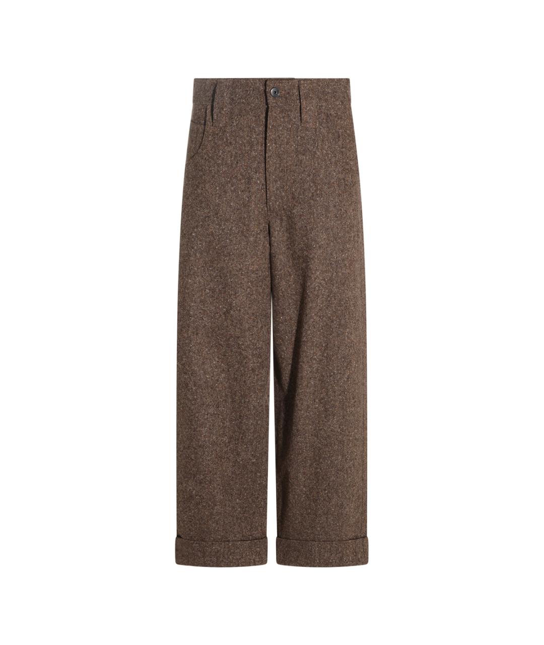 BRUNELLO CUCINELLI Коричневые шерстяные прямые брюки, фото 1