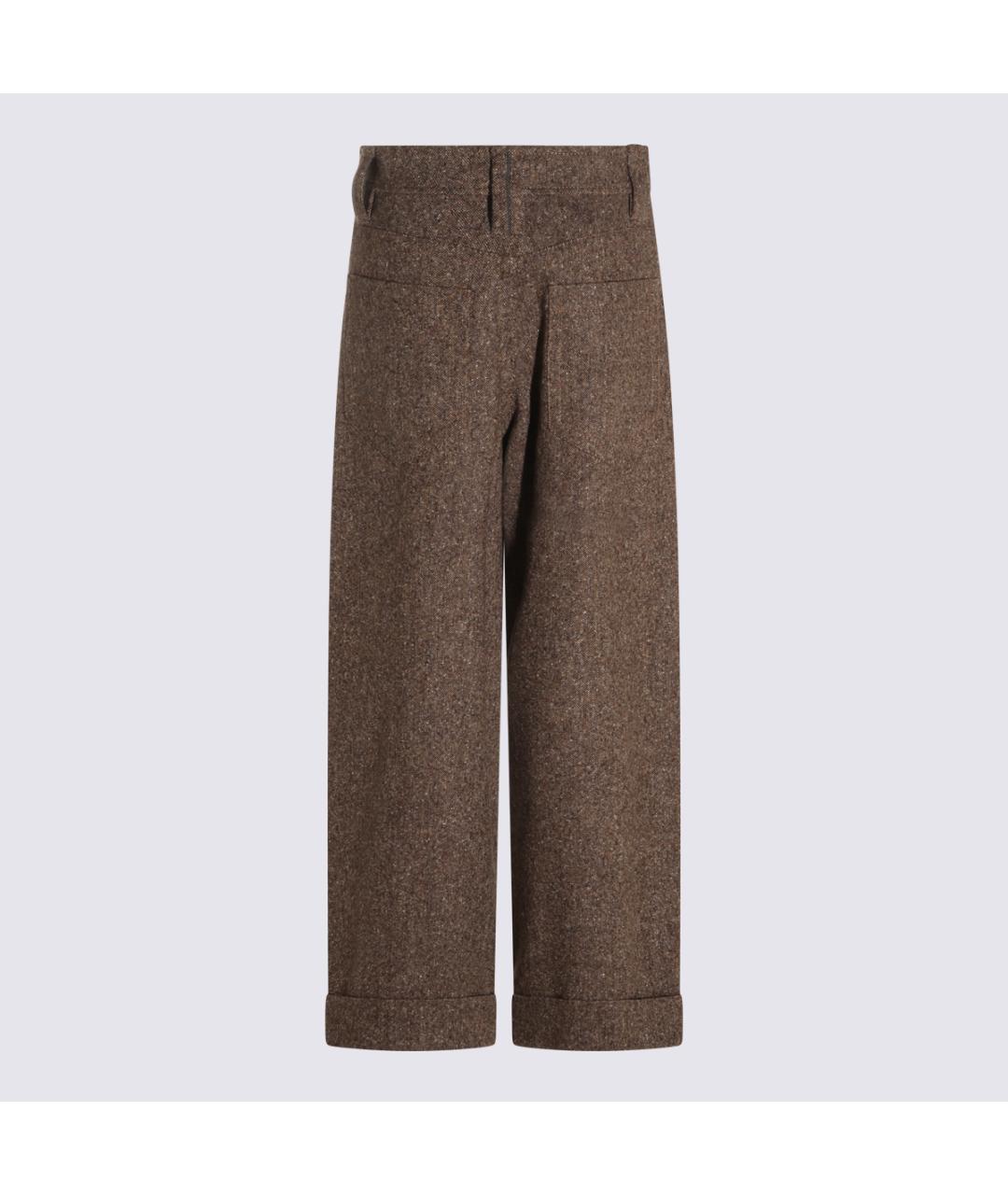 BRUNELLO CUCINELLI Коричневые шерстяные прямые брюки, фото 2