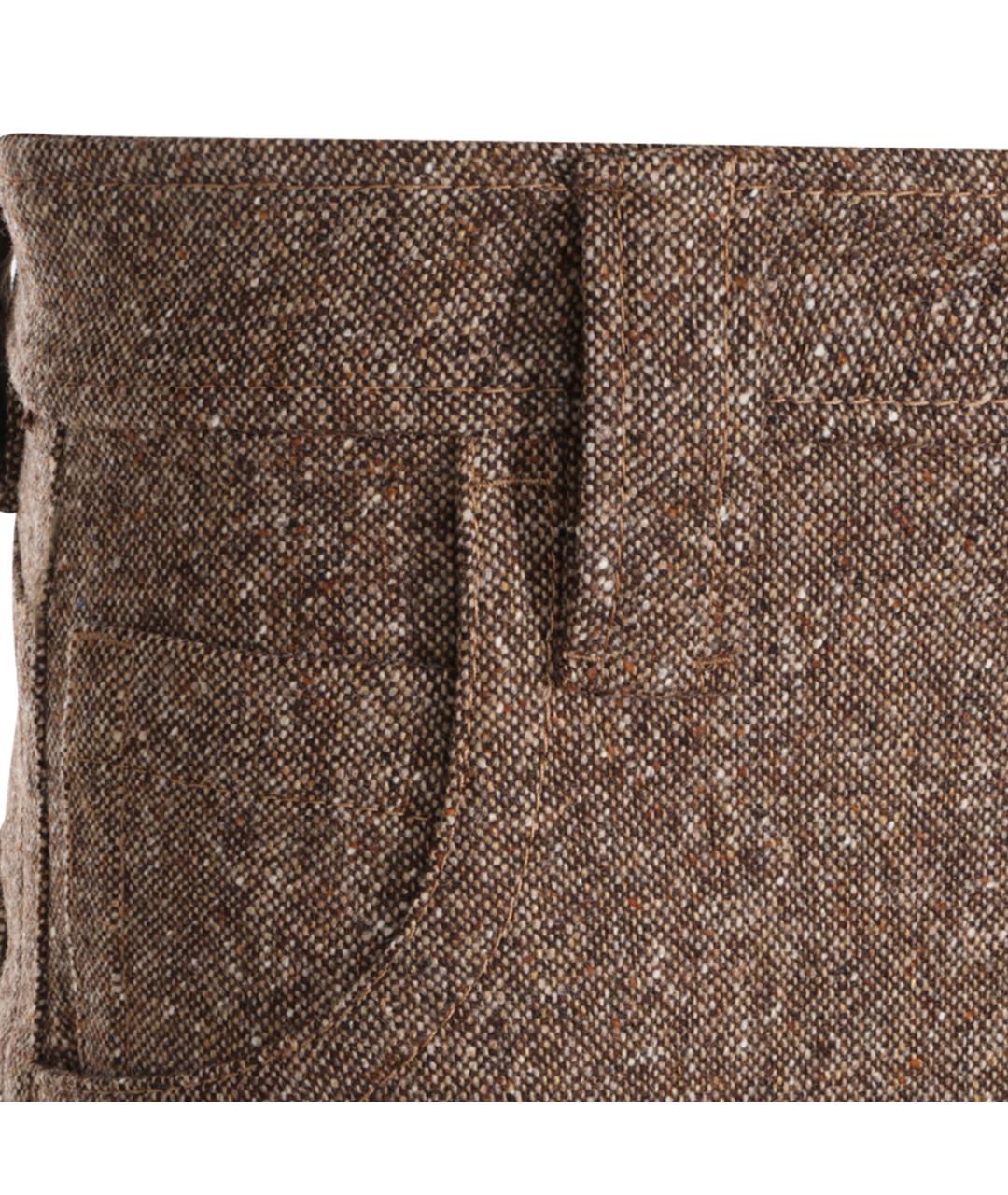 BRUNELLO CUCINELLI Коричневые шерстяные прямые брюки, фото 3