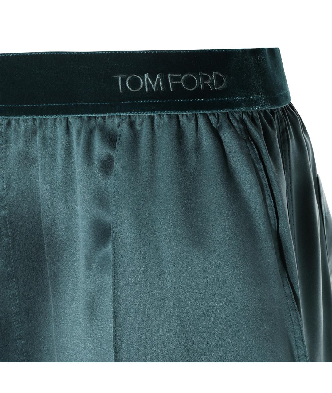 TOM FORD Зеленые шелковые прямые брюки, фото 3