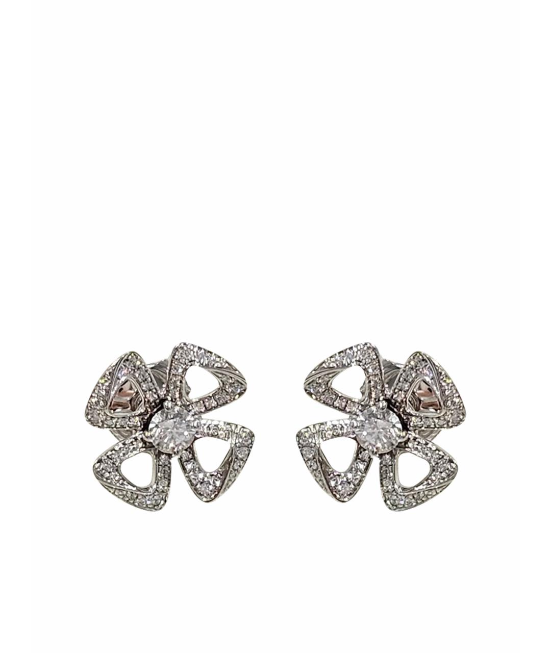BVLGARI Серебряные серьги из белого золота, фото 1
