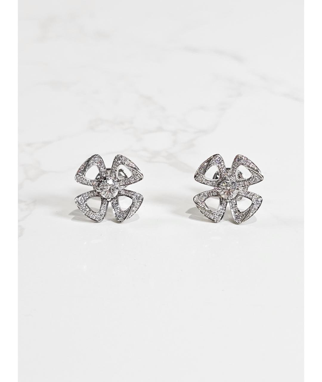BVLGARI Серебряные серьги из белого золота, фото 2
